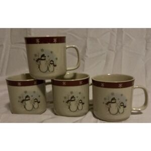 Set Of 4‎ Royal Seasons Stoneware Christmas Winter Snowman Cup/Mug Teacup